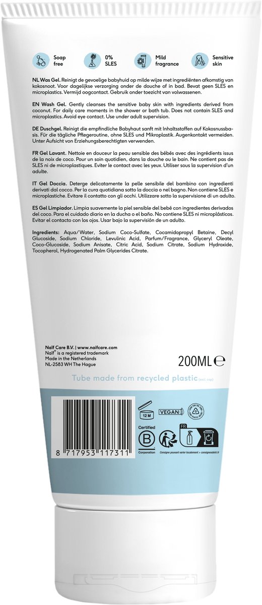 Naïf - Reinigende Wasgel - Baby's & Kinderen- met Natuurlijke Ingrediënten - 200ml van Naïf — afbeelding 2