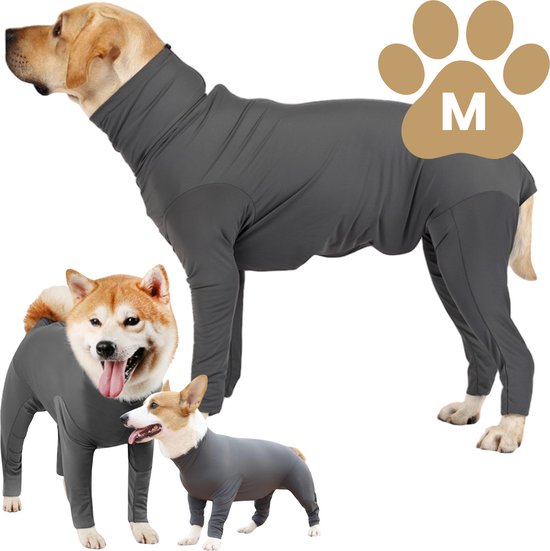 Medisch Bodysuit Maat M - Operatie jumpsuit Grijs - Operatiepak voor de hond grijs