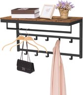 IN.HOMEXL - Ramon - Kapstokken- Kapstok voor Kledinghangers - Industrieel - Vintage Bruin met Zwarte Haken - 60x30x42cm - 10 Haken