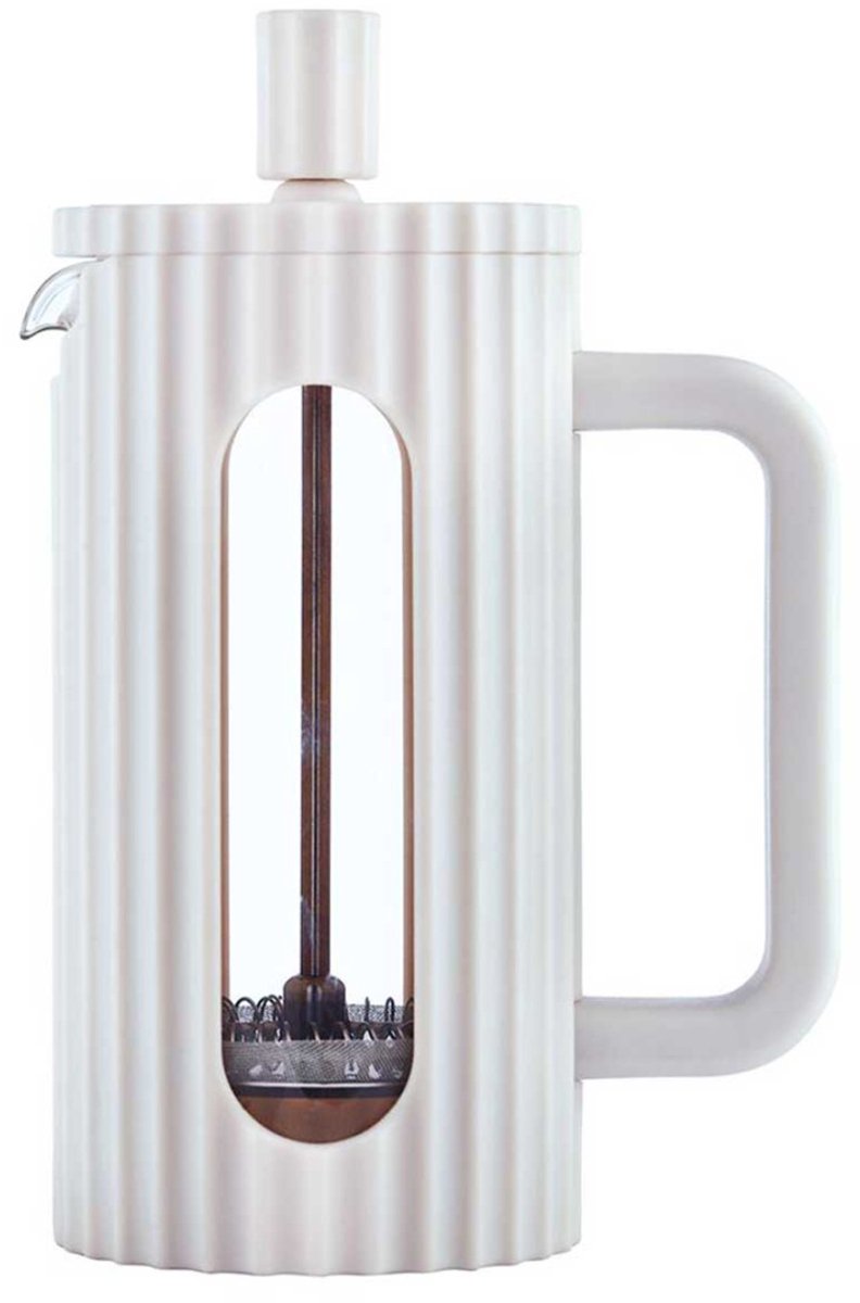 KLAUSBERG French Press 350 ml - Cremekleurige Cafetière - Glazen Koffiezetter voor Koffie en Thee - Met Roestvrijstalen Filter - Model KB-7743