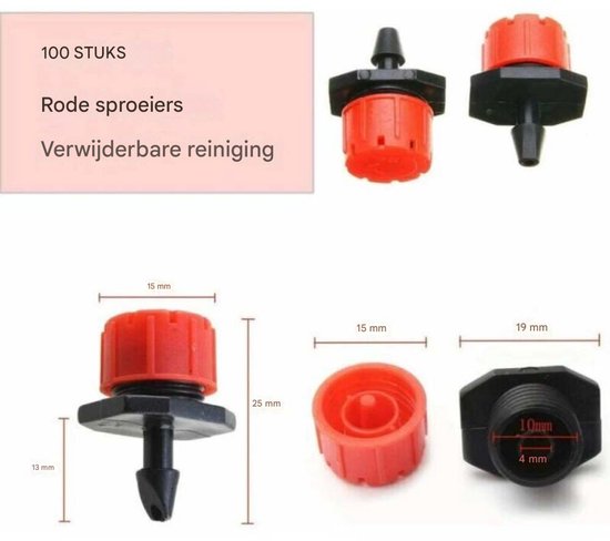 Bewateringssysteemset: 15 meter met 360° draaibare microsproeiers