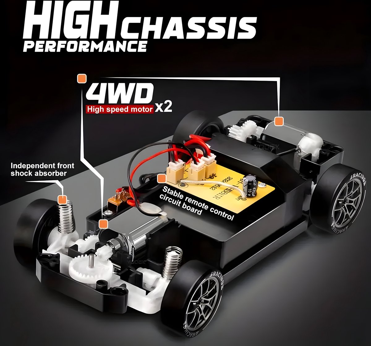 PolkaHome RC Drift Auto 1:24 – Afstandsbestuurbare RC Auto – 4WD – 2 Accu’s – 20 km/h — afbeelding 5