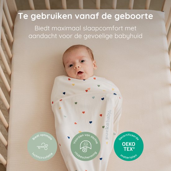 Puckababy Piep Inbakerslaapzakje baby (0-3m) - Hearts Confetti - Katoen TOG 0.5 - Zomerslaapzak van Puckababy — afbeelding 5