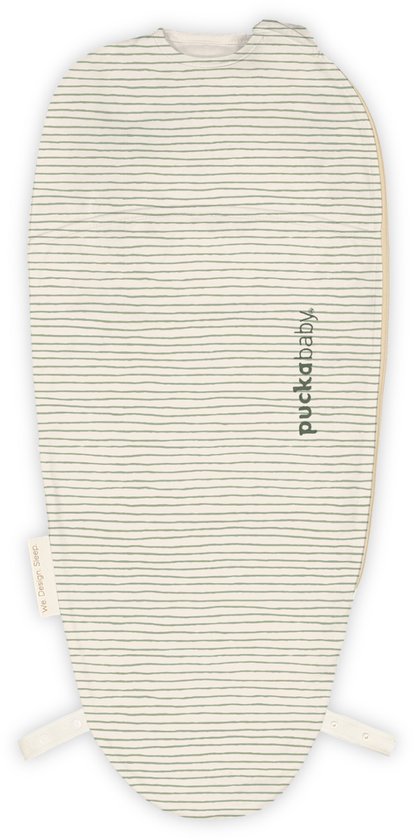 Puckababy Piep Inbakerslaapzakje baby (0-3m) - Green Stripes - Katoen TOG 0.5 - Zomerslaapzak