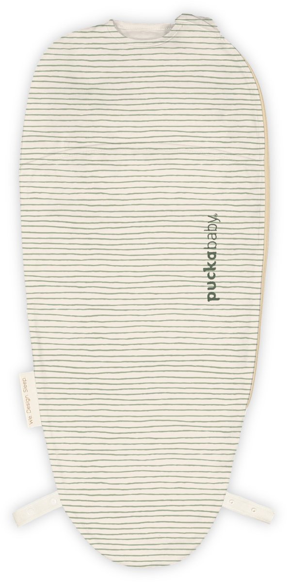 Puckababy Piep Inbakerslaapzakje baby (0-3m) - Green Stripes - Katoen TOG 0.5