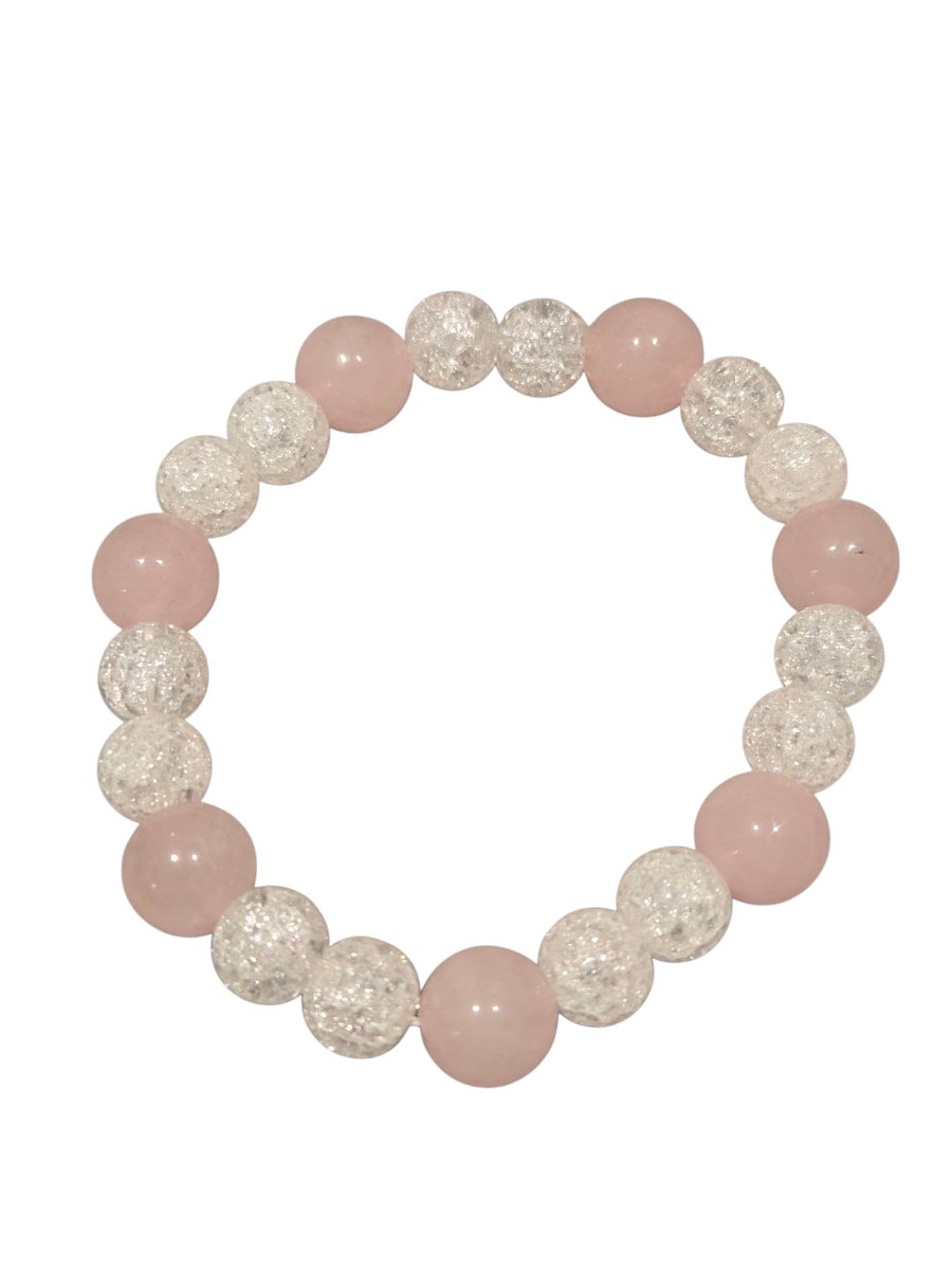 rozenkwarts met iris bergkristal armband