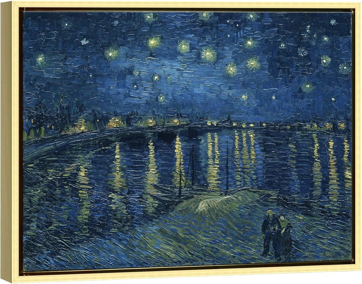 Wieco Art Starry Night Over The Rhone van Van Gogh Classic olieverfschilderijen Reproductie Moderne Seascape Giclee Canvas Prints Artwork op Canvas Wall Art Klaar om op te hangen voor Living Room Home Decorations