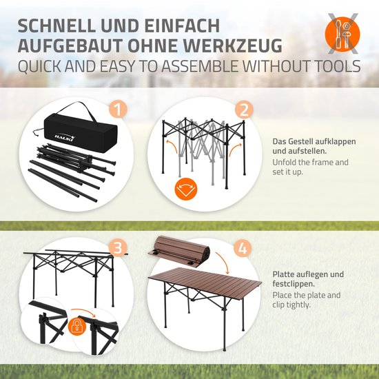 3-delige kampeerset met klaptafel bruin en 2 kampeerstoelen kaki HAUKI — afbeelding 5