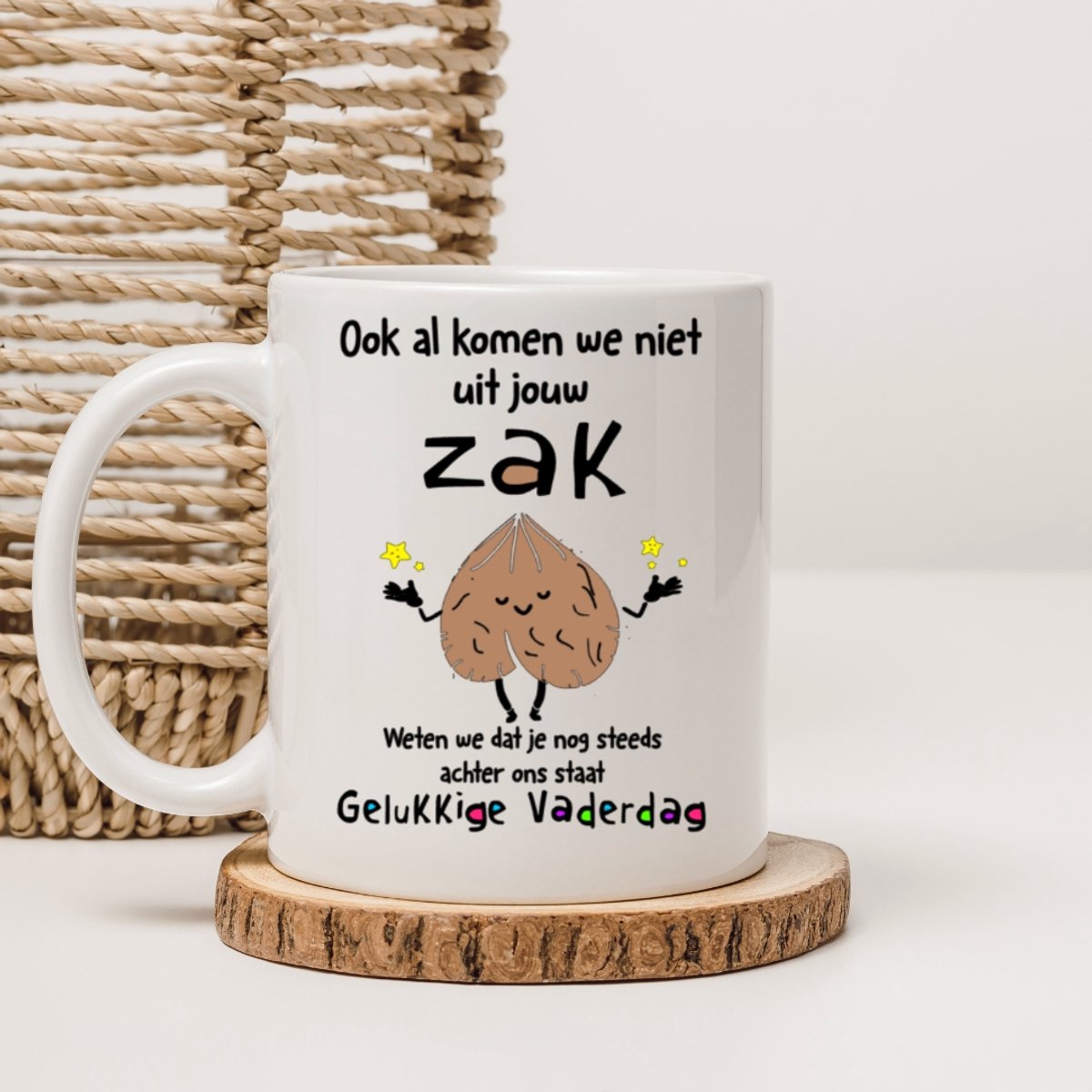 Beker "Ook al komen we niet uit jouw zak - Grappige mok - Vaderdag - Bonusvader