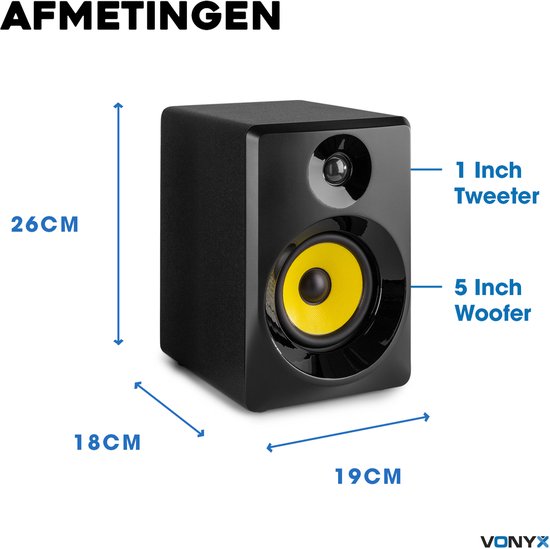 Set actieve studio monitors met bureaustandaard voor studio SMN50B 140W - Zwart