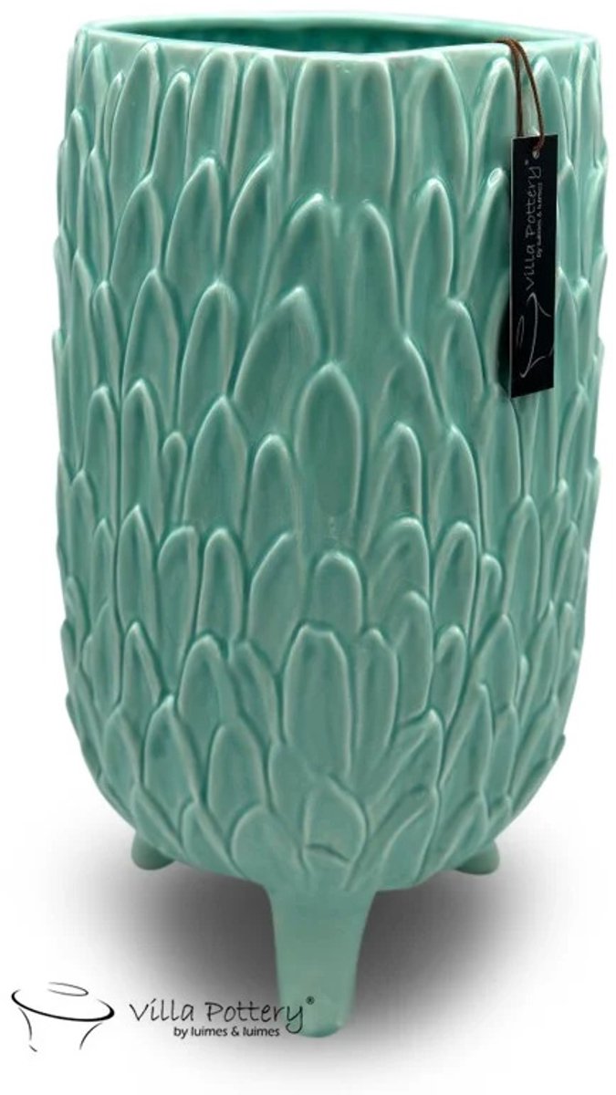 Villa Pottery Vivat vaas Mint Groen 16x29 blauw