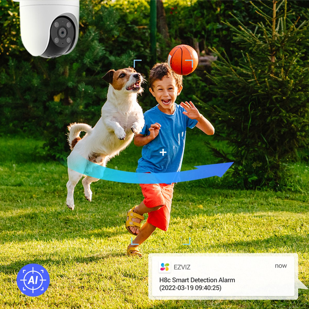 EZVIZ H8c 2K+ – Slimme Buitencamera – 360° Pan/Tilt, AI Persoonsdetectie & Nachtzicht in Kleur – Wifi Camera – Wit – foto 4