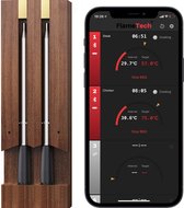 Bol.com FlameTech® Two | De ultieme draadloze vleesthermometer met 90m bereik | Voor Oven Grill BBQ Pannen & Rotisserie | Temper... aanbieding