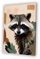 Wasbeer, Realistische kunst, Raccoon, Bruin, zwart, wit, groen, beige