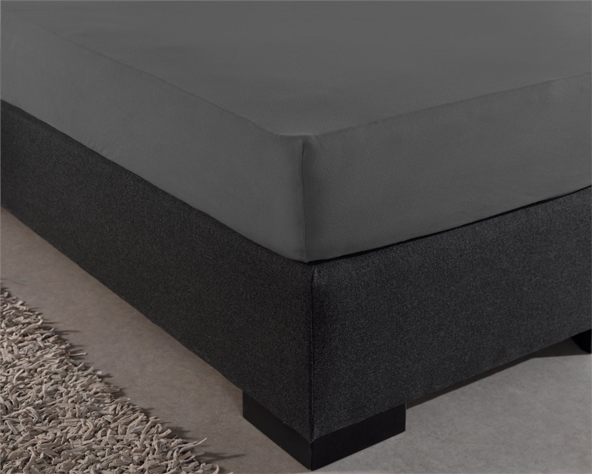 Sleep Comfy Premium Hoeslaken van Dubbel Jersey | 140x200 cm - 100% Katoen I Cotton Double Jersey - Antibacteriëel - Ademend & All-Season – Perfecte Pasvorm - Extra Zacht & Strijkvrij - Antraciet