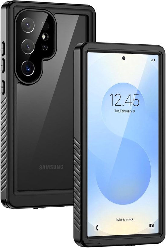 Zandarix Geschikt voor Samsung Galaxy S25 Ultra 5G - IP68 - Waterproof - Met ingebouwde displaybescherming - Camerabescherming - 360 graden - Back Cover Hoesje - Zwart