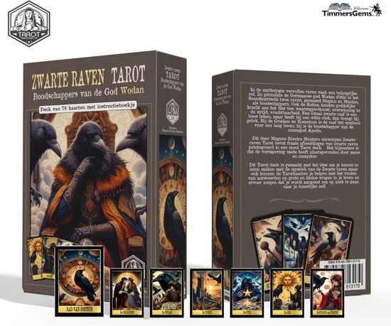 Zwarte raven tarot - Boodschappers van de God Wodan - Deck van 78 tarotkaarten met instructieboekje