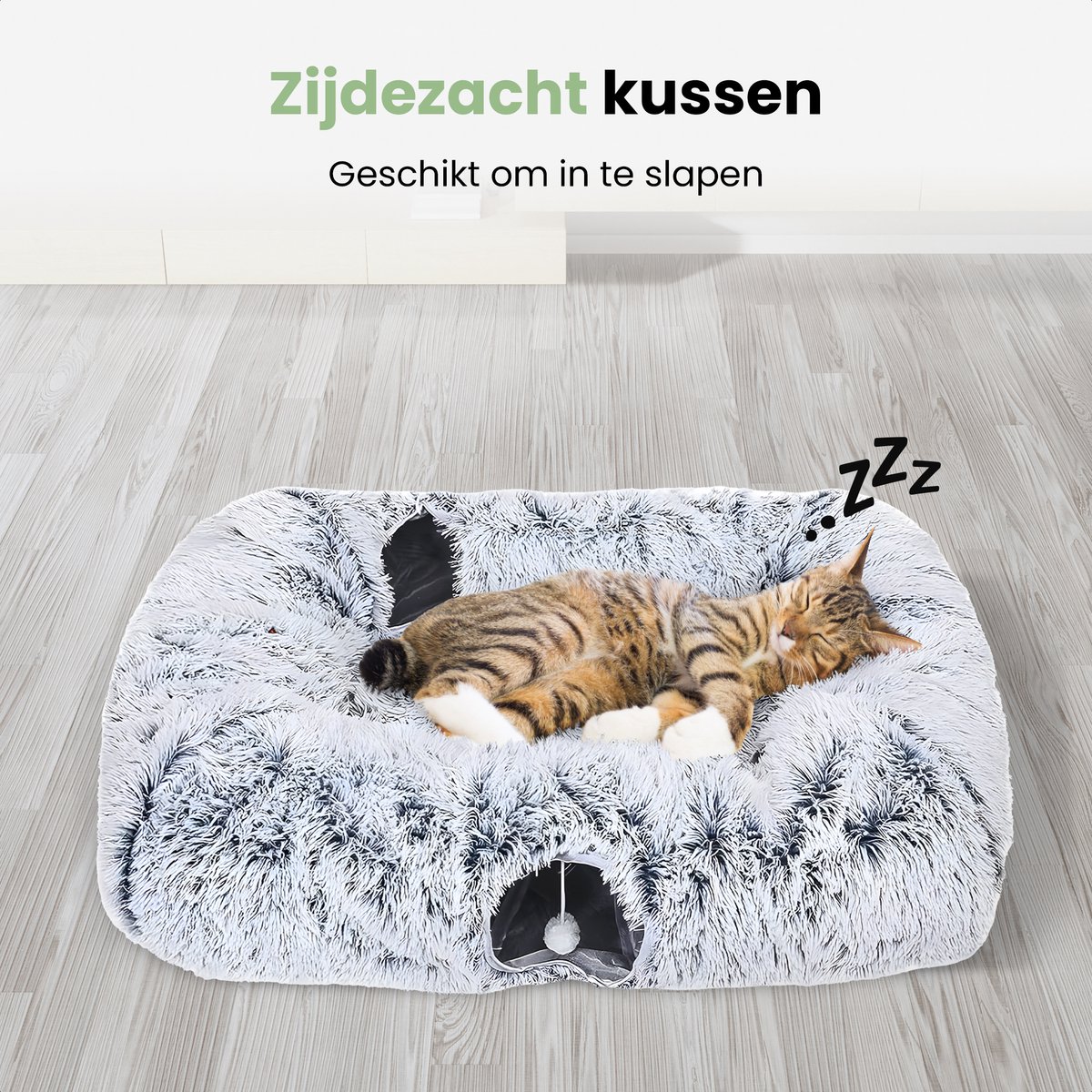 Pawsource Kattentunnel pluche XL - Tunnel Kat - Speeltunnel kat - Grijs — afbeelding 3