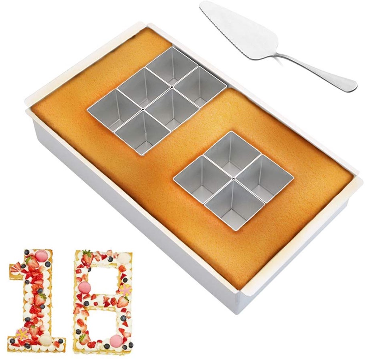 Ibenzoa® Multi-inzetbare Verstelbare Bakvorm Set voor Cijfers, Letters en Creatieve Taartontwerpen