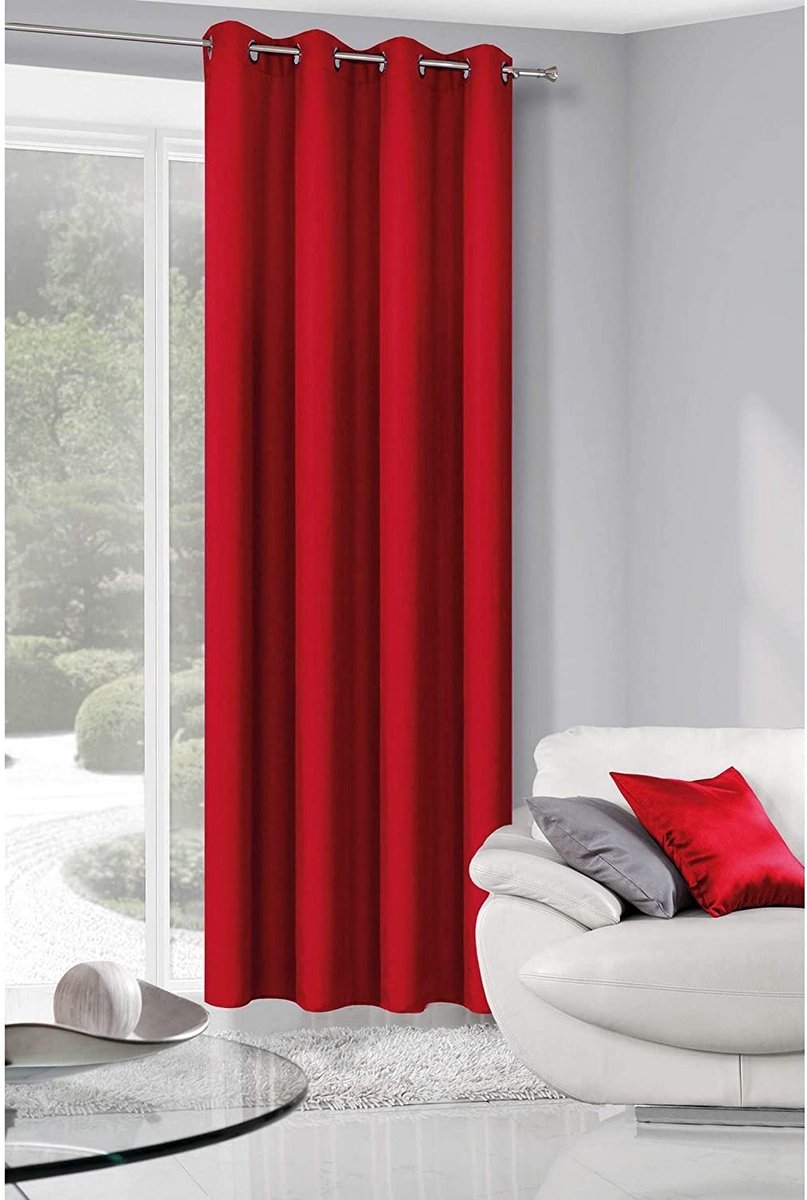Ibenzoa® Modern Rood Gordijn met 8 Metalen Ogen voor Diverse Ruimtes, 140 x 250 cm