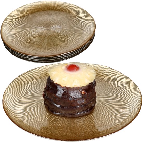 Glasplaat set voor 4, glazen dessertborden, ronde heldere
