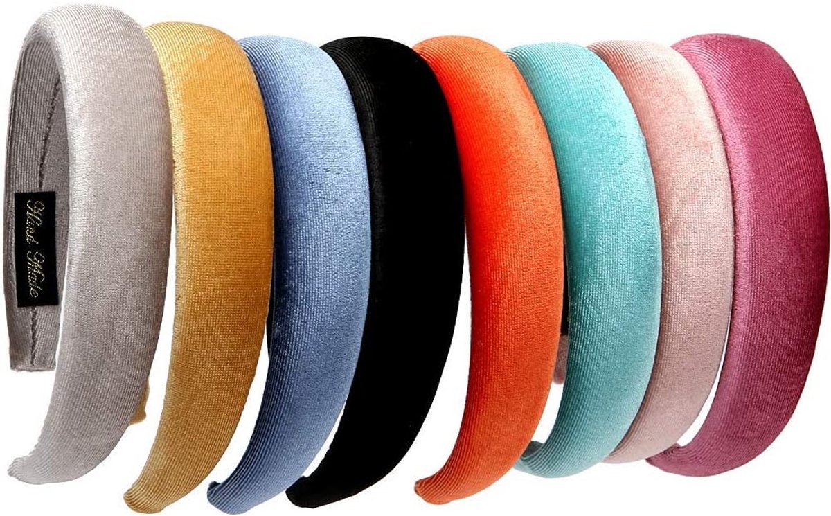 Fluwelen Hoofdbanden Set van 8 | Dikke Spons Haaraccessoires voor Vrouwen