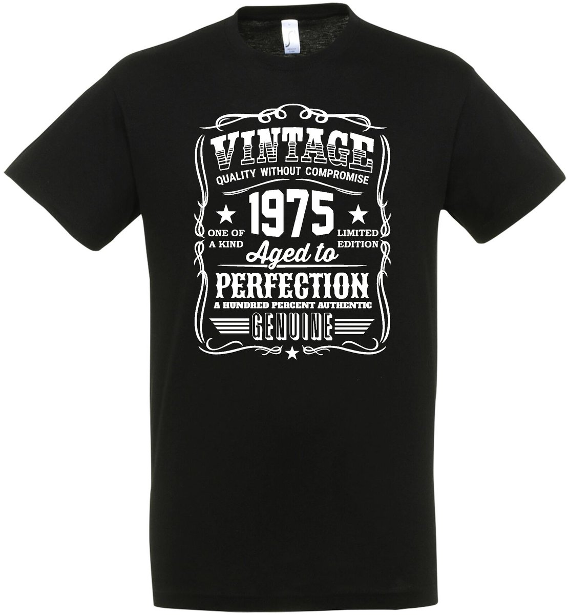 Vintage 1975 T-shirt - Verjaardag en feest cadeau - Aged To Perfection - Cadeau tip - 50 jaar cadeau - 50 jaar abraham - 50 jaar - T-shirt - 1975 - Heren - Vader Cadeau - Maat XXL