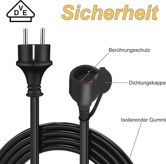 MutecPower 5m verlengkabel met 2 Schuko stopcontacten IP44 voor buitengebruik H05RR-F3G 1,5mm² verlenging met 2 geaarde contactdozen 2.-voudige verdeler 5 meter zwart/groen MutecPower 5m verlengkabel met 2 Schuko stopcontacten IP44 voor buitengebruik H05RR-F3G 1,5mm² verlenging met 2 geaarde contactdozen 2.-voudige verdeler 5 meter zwart/groen