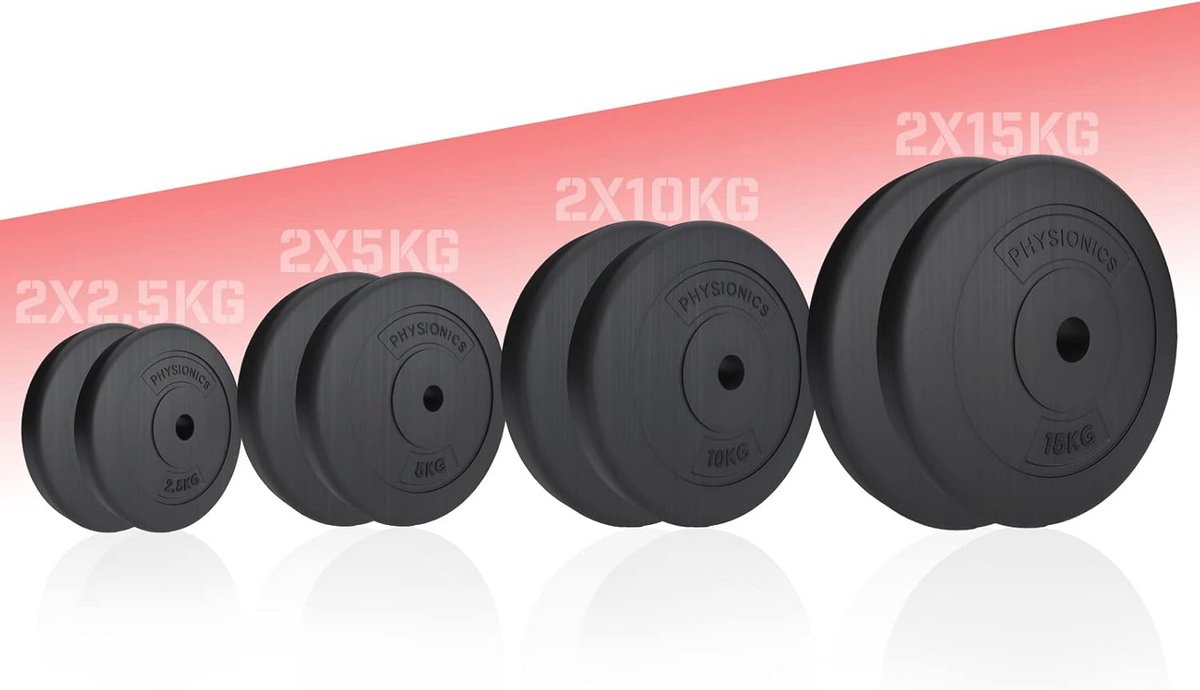 Haltergewicht Schijven Set van 2 - 5 kg, Ø 30 mm, Kunststof Coating voor Thuis Training