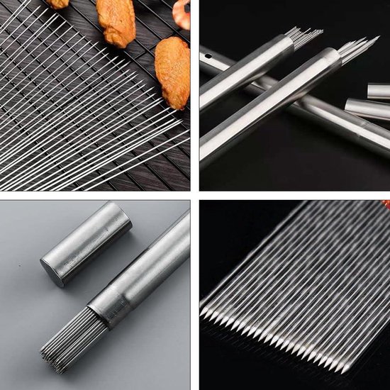 RÖSLE Barbecuespiesen, dubbele spiesen voor het bereiden van sjasliek en groenten, 4 stuks, 33 cm, 18/10 roestvrij staal, vaatwasmachinebestendig RÖSLE Barbecuespiesen, dubbele spiesen voor het bereiden van sjasliek en groenten, 4 stuks, 33 cm, 18/10 roestvrij staal, vaatwasmachinebestendig