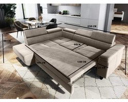Hoekbank Hoeksalon Junior Links - bank met bed en opbergruimte - Velvet Taupe Hoekbank Hoeksalon Junior Links - bank met bed en opbergruimte - Velvet Taupe