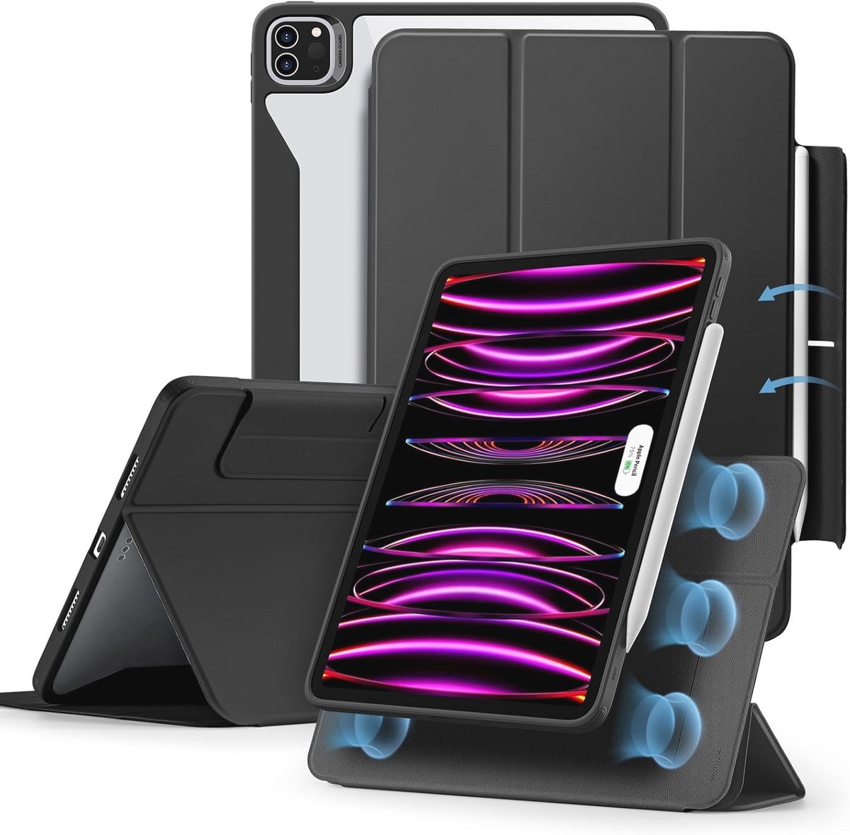 Hybride Hoes voor iPad Pro 12,9 Inch met Potloodhouder en Magnetische Dekking