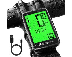 Kilometerteller Fiets - Snelheidsmeter - Fietscomputer Draadloos - Zwart