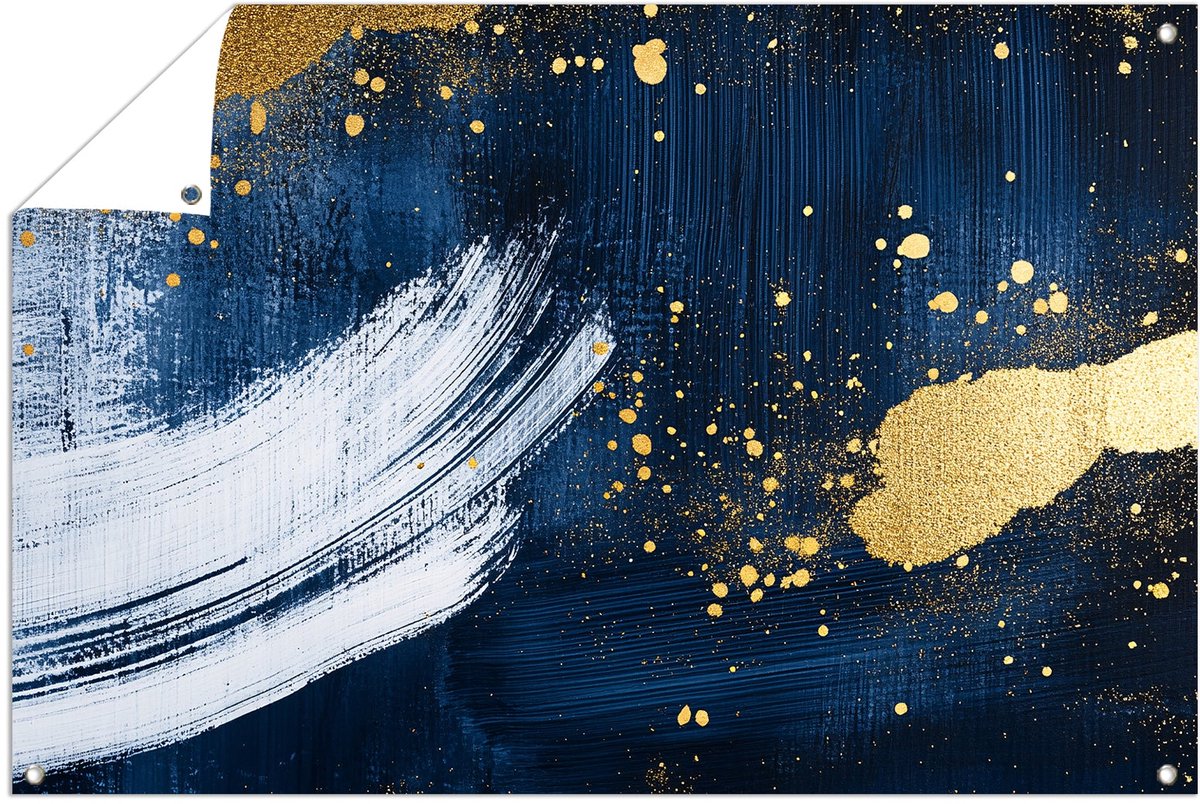 Abstract kunstwerk met gouden accenten - Abstract tuindecoratie - Tuinschilderijen vegen -