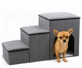 Dogs&Co® Opvouwbare Hondentrap met Huisje - 76x33x42cm - Grijs - Hondentrap - hondenloopplank - Honden trap - trap voor kleine & grote honden