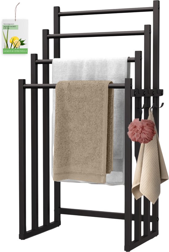 Porte-serviettes noir - étendoir pour serviettes