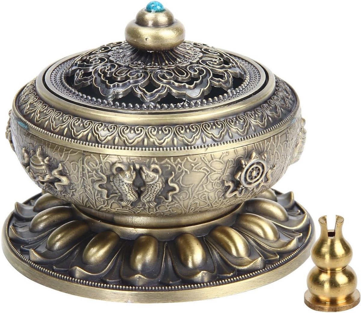 Tibetaanse Lotus Wierookbrander - Koperlegering voor Stok en Cone Wierook