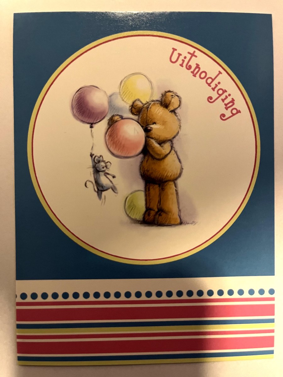 Uitnodiging kinderfeestje | 6 stuks | uitnodigingskaarten | uitnodiging verjaardag | uitnodiging feest | uitnodiging kinderfeestje | uitnodiging kinderfeestje | uitnodiging feestje Beer & muis met ballonnen
