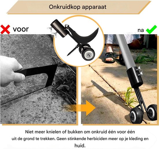 Onkruidverwijderaar - 2-in-1 Garden Weeder - Met Wielen - Tuinonderhoud & Opruiming - Curved Metal Lever - Tuiniers - Wortelverwijderaar - Metaal - 30x25cm - 1 stuk van Noble House — afbeelding 2