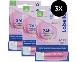 Labello 24H Hydration Soft Rosé Lippenbalsem - 3 x 4,8 gr