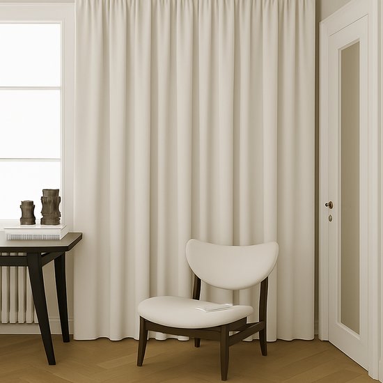 Maroyathome - ELSA basisserie - gordijn met plooiband - semi-verduisterend - kant-en-klaar - 300 x 250 cm (b x h) - Off white
