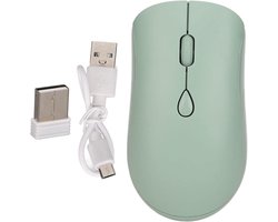 Draadloze Dubbele Modi Bluetooth 5.2 & 2.4G Muis 1600DPI met USB-ontvanger - Oplaadbaar en Stil - Groene Computermuis