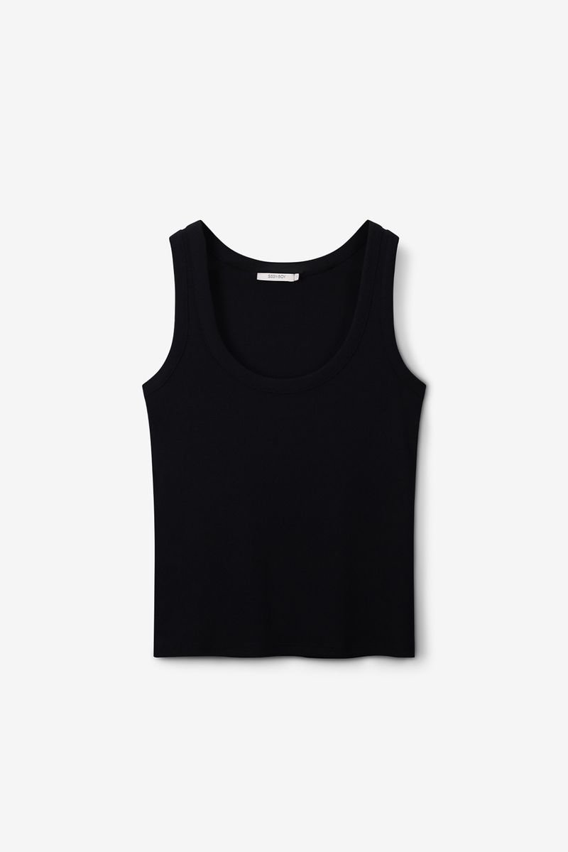 Sissy-Boy - Zwart rib singlet