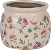 Clayre & Eef Pot de fleurs Ø 16x13 cm Beige Céramique Fleurs