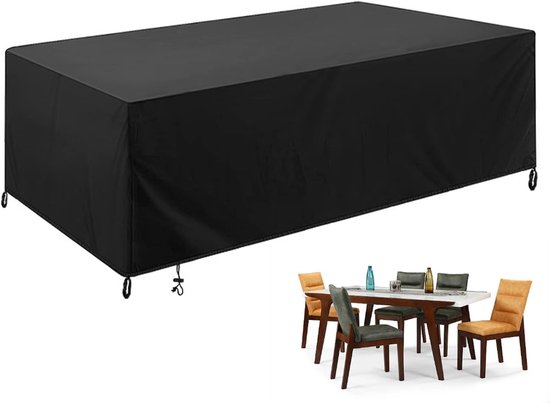 Outdoor ronde tafelhoes 130 x 90 cm waterdichte en zwaar belastbare terrasmeubelhoes voor tuin eetkamer set winddicht 420D Oxford doek stoelset hoezen