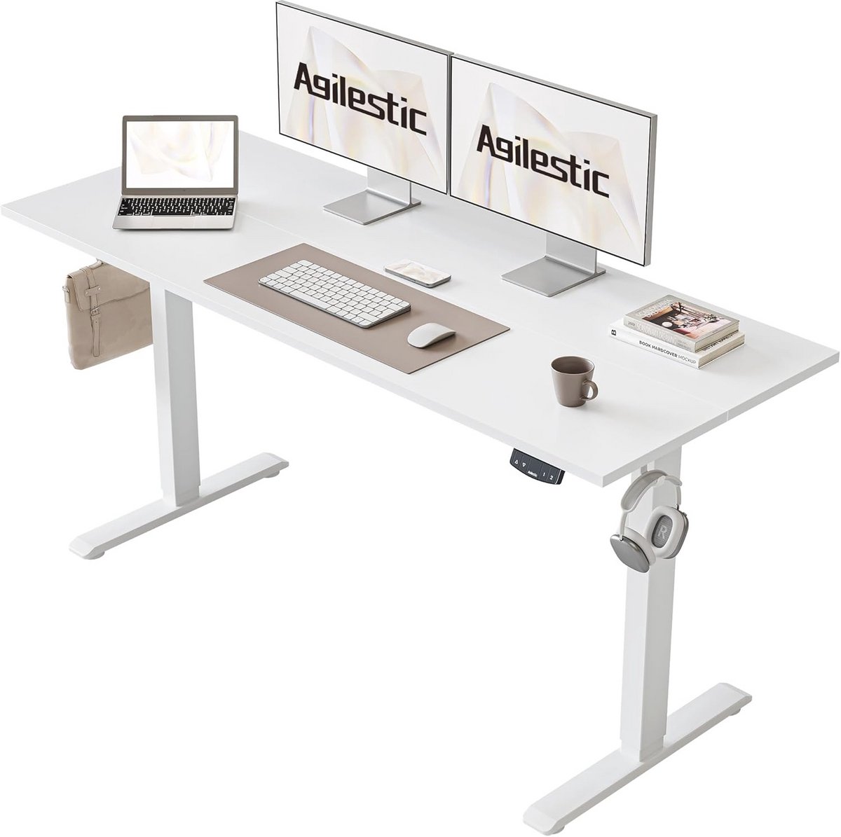 Verstelbaar bureau 140 x 60 cm met elektrische hoogteverstelling en handmatige bediening
