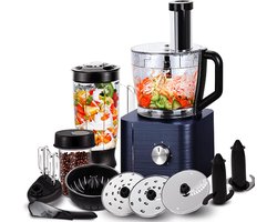 Keukenmachine - Hakmolen - Foodprocessor - Keukenmixer - Inc. 3.2L Mengkom - Deegkneden - Keukenmachine Hakmolen - 1.5L Mixer - Molen - Citruspers - Garde - Kunststof - 1100W - 40 x 27 x 40 cm - Donkerblauw