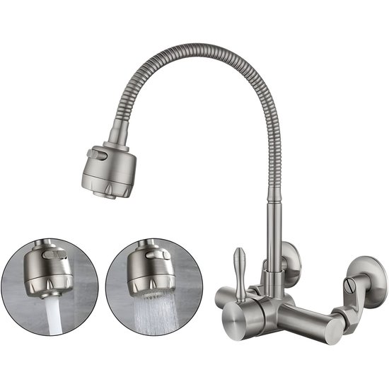 Bruckner Sieger Wandmengkraan Met Hoge Draaibare Uitloop 15 Chroom 11 33558