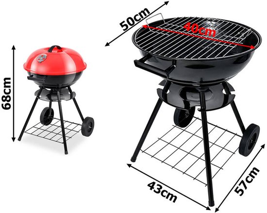 Ronde Houtskool Barbecue met Deksel & Wieltjes - Vergrendelbaar & Draagbaar! bbq grill - barbecues - barbecue accessoires - barbecue houtskool - barbecue hoes van Merkloos — afbeelding 2
