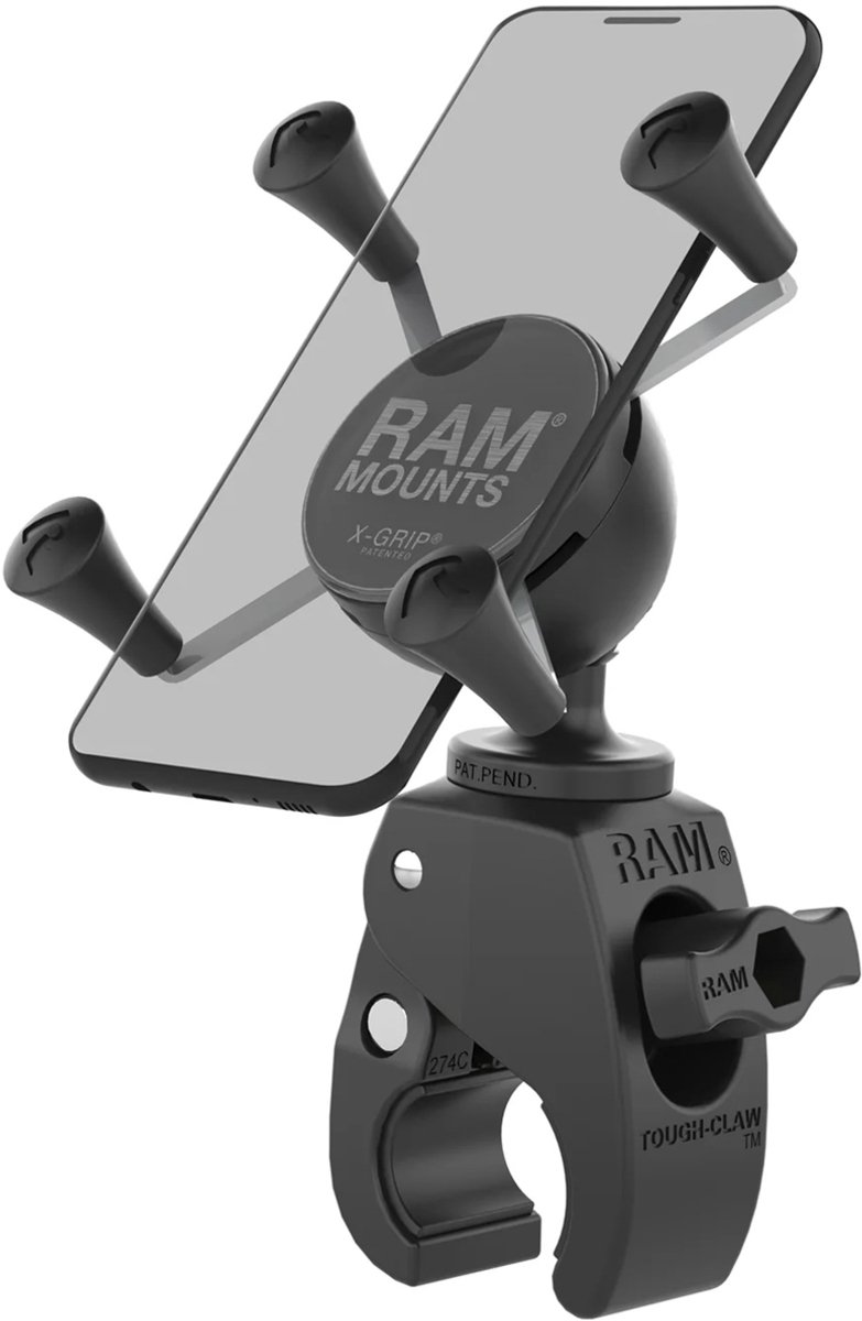 RAM Mounts X-Grip® Tough-claw Telefoonhouder Fiets / Scooter / Motor - 360° draaibaar - Universeel - Klein - Zwart